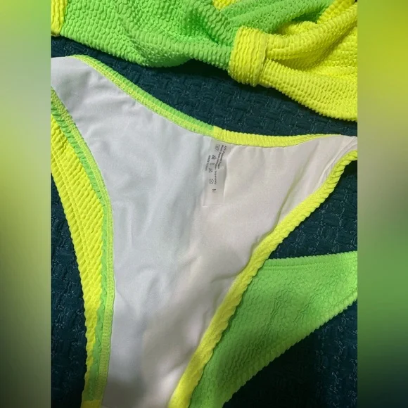 ❗️SOLD❗️Sherry Womens Bandeau High Waisted Bikini Neon M Set - Picture 3 of 8